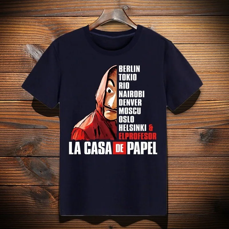 

Футболка с забавным принтом Сальвадора Дали, La Casa De Papel, Мужская футболка с изображением бумажного дома с коротким рукавом, ТВ футболки "сери...