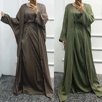 ramadan eid abaya dubai solid turkey abayas for women 3pcs muslim sets hijab dress islam clothing african dresses kaftan kimono