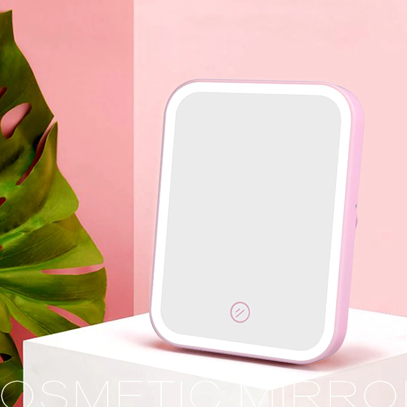 

LED Makeup Mirror USB Charging Makeup Princess Mirror Desktop LED Glowing Beauty Mirror Cosmetic Handheld Mirror