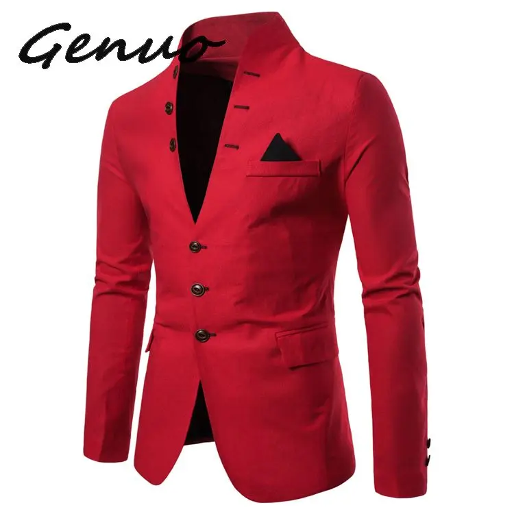 

Genuo New Arrival 2019 Luxury Men Blazer New Fashion Brand High Quality Cotton Blends Slim Fit Men Suit Terno Blazers Men