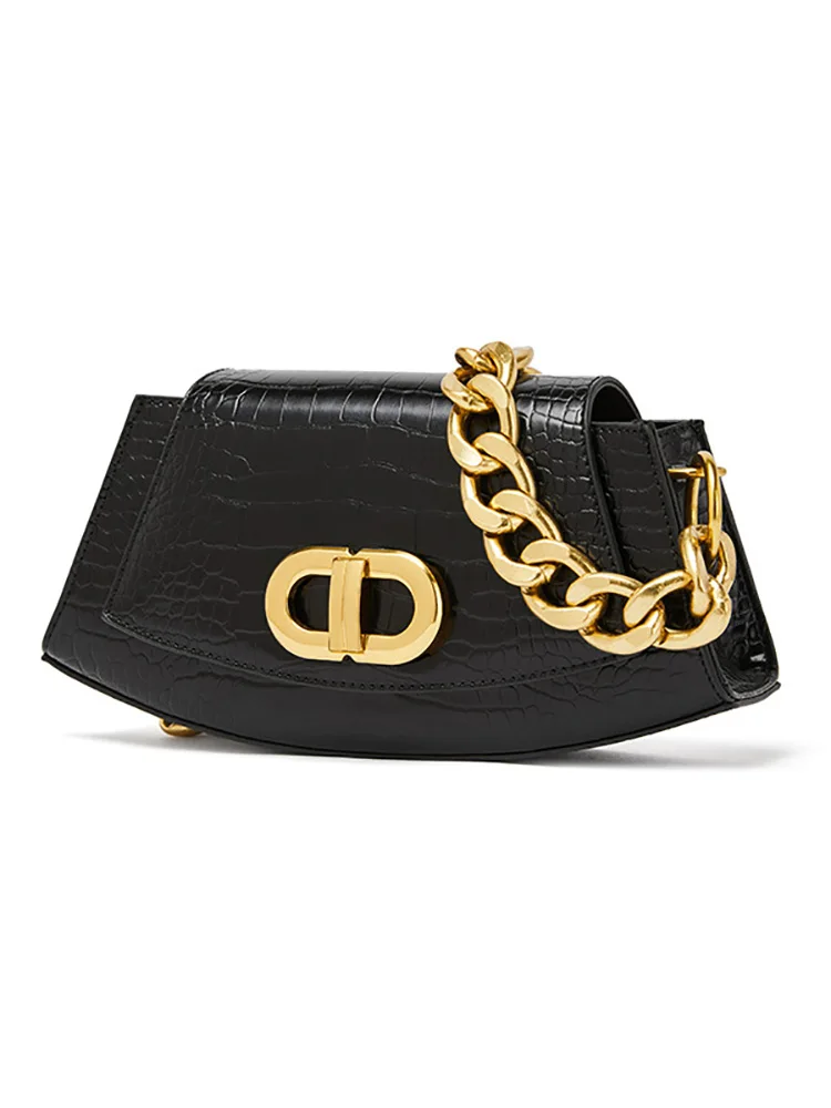 

Women luxury designer chain bag print alligator crocodile Underarm shoulder bag design flap crossbody messenger bag black beige