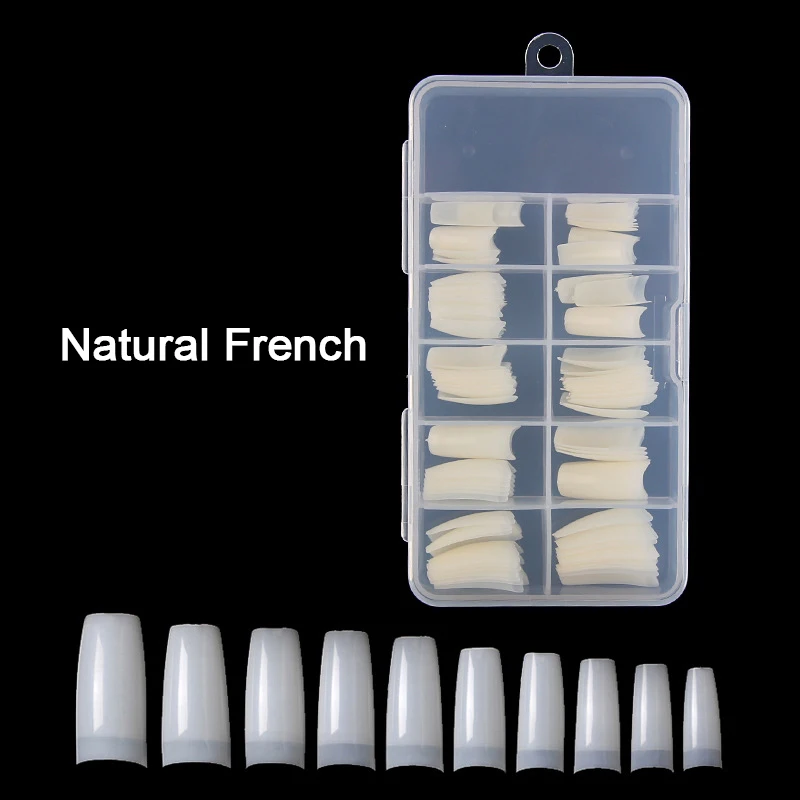 100 шт. Изогнутые Поддельные Акриловые французские Советы для дизайна ногтей