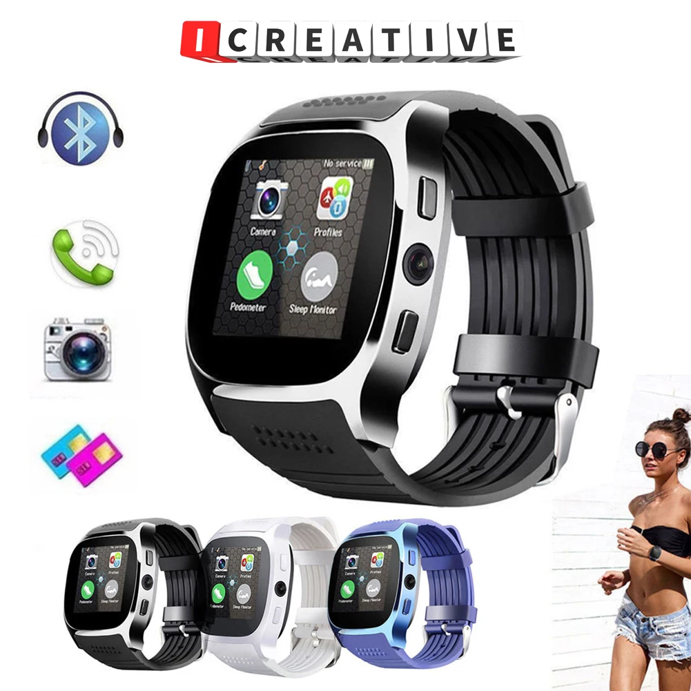 ICREATIVE T8 Smart Watch Man Touch Screen With Camera Support SIM Card Call Sport Positioning Tracker Smartwatch For Kids Elder |