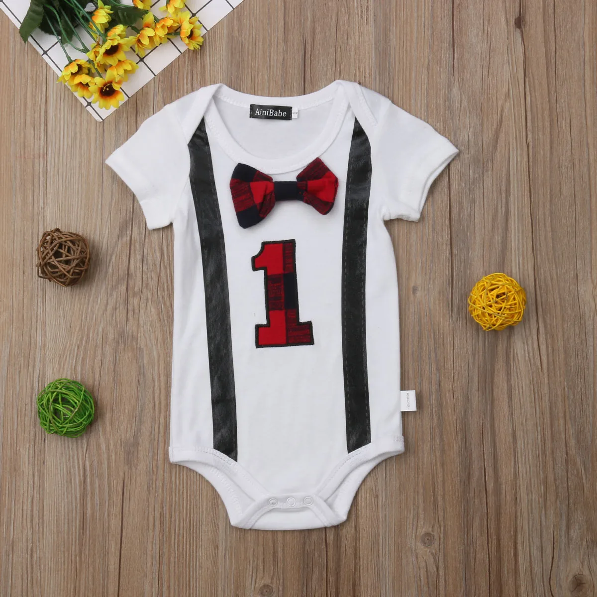 Боди с короткими рукавами и принтом для новорожденных мальчиков девочек 1 шт.