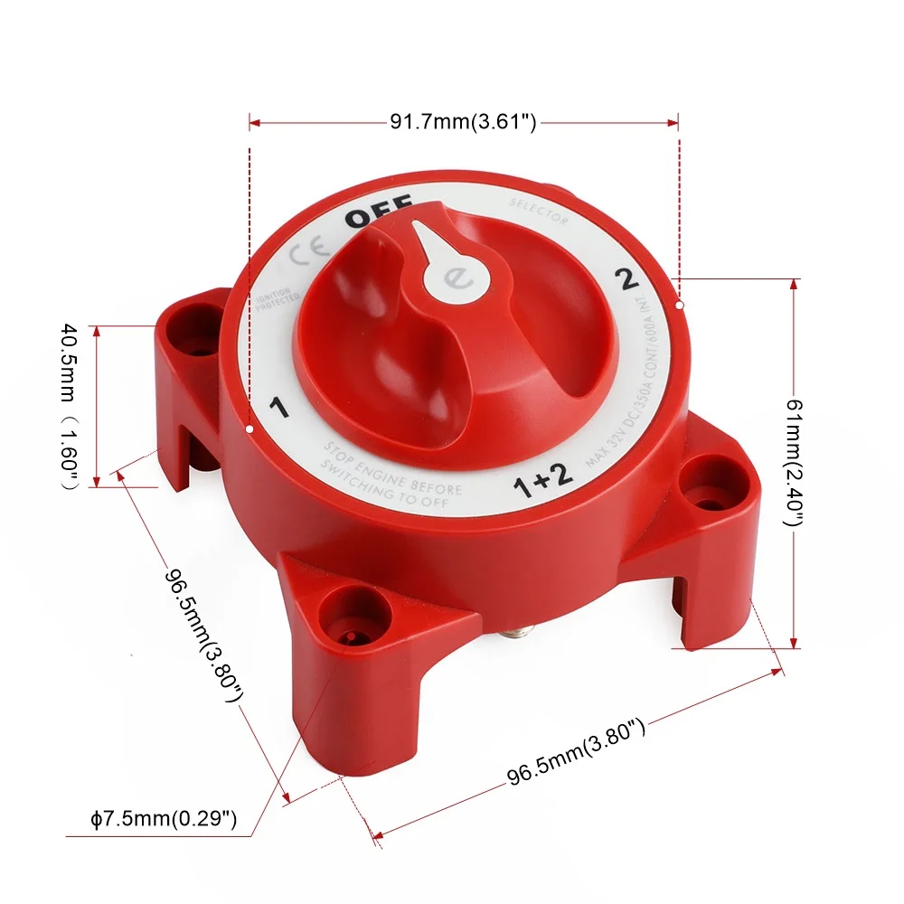 4 Position 32V 350 Amp dual battery isolator Waterproof Ignition Protected Marine Boat Dual Selector Battery Switch 9001e IP67 | Автомобили