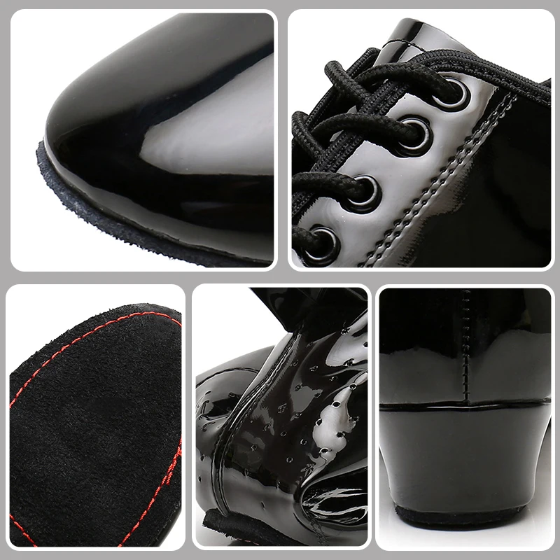 SWDZM Men Latin Dance Shoes Black Low Heels Ballroom Men's Dancing Shoes for Boys Tango Salsa Rumba Modern Jazz Dance Sneaker