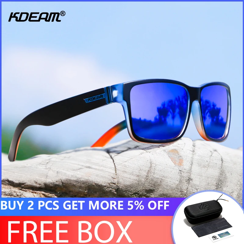 Мужские поляризационные солнцезащитные очки KDEAM квадратные спортивные уличные