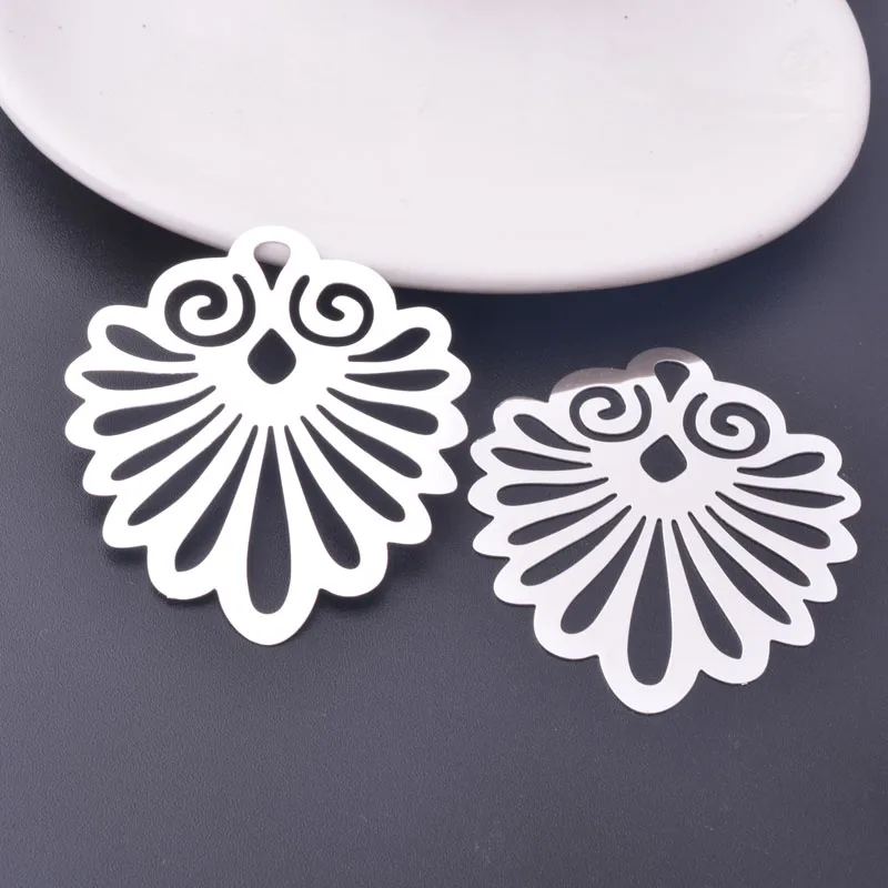 6 шт. 45 мм светло-золотой цвет лазерная резка выдолбленные веерообразные подвески