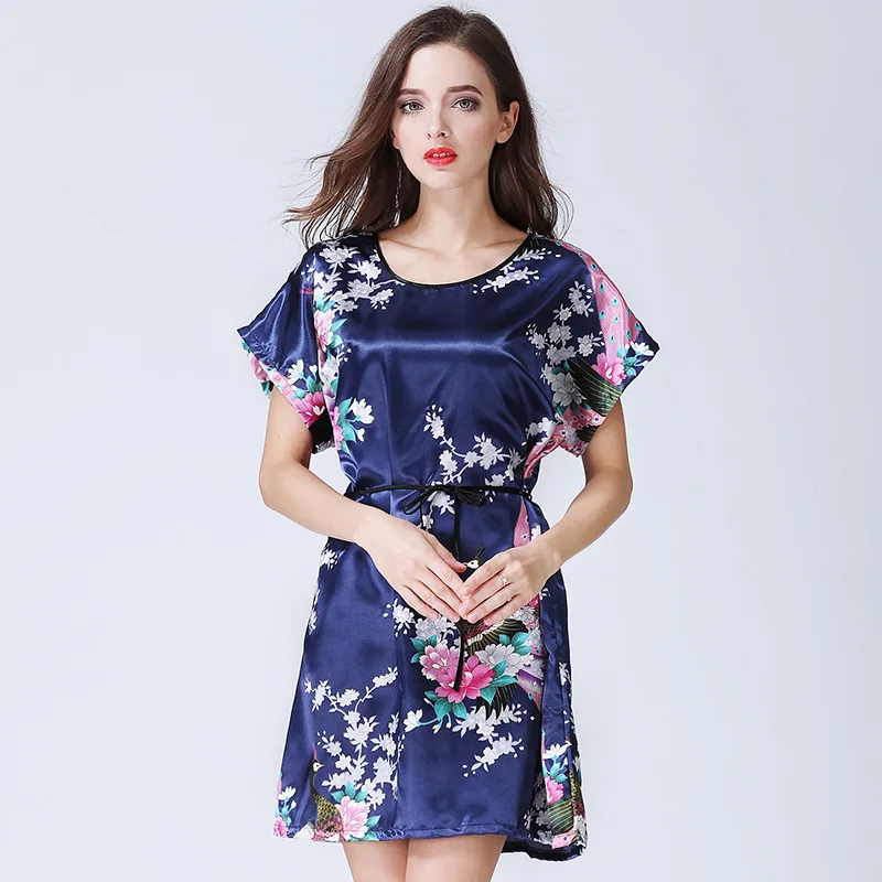 Женская одежда для сна атласная пижама платье Восточное асаиновое японское