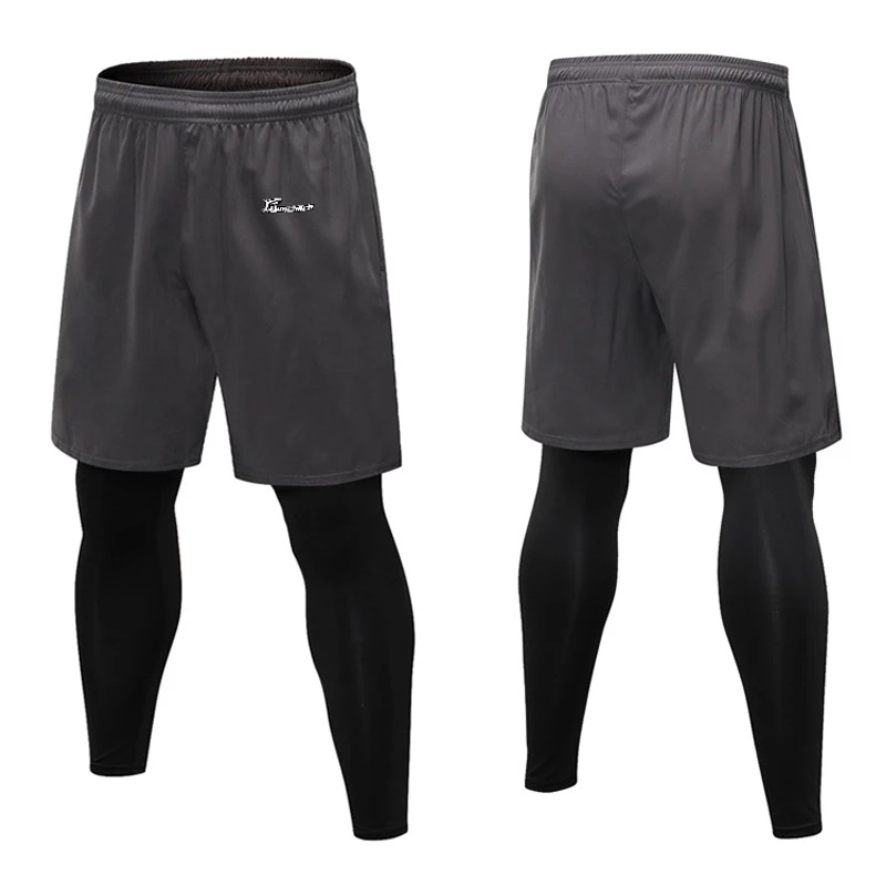 Профессиональные мужские облегающие штаны для бега 2 в 1 спортивные