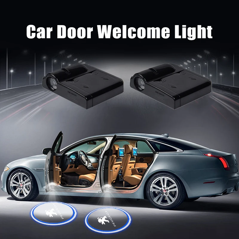 

2 Pcs LED Car Door Welcome Light Laser Projector Decoration Lamp For Peugeot 206 207 307 308 408 508 3008 Interior Accessories