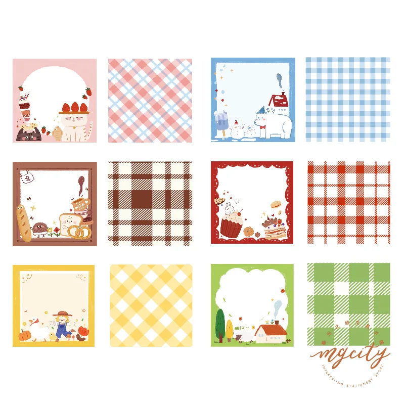 Креативный милый свежий блокнот для записей в клетку бумажные Липкие заметки