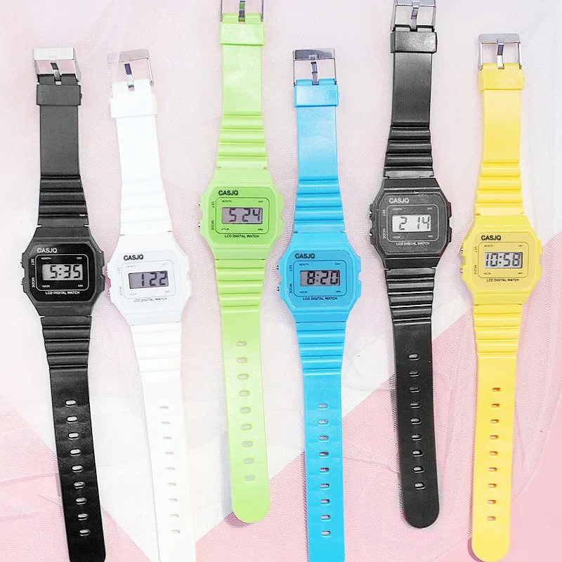 Children Watches LED Digital Clock Simple Student Small Fresh Electronic Watch Stylish Silicone Square Sports Electronic Clocks