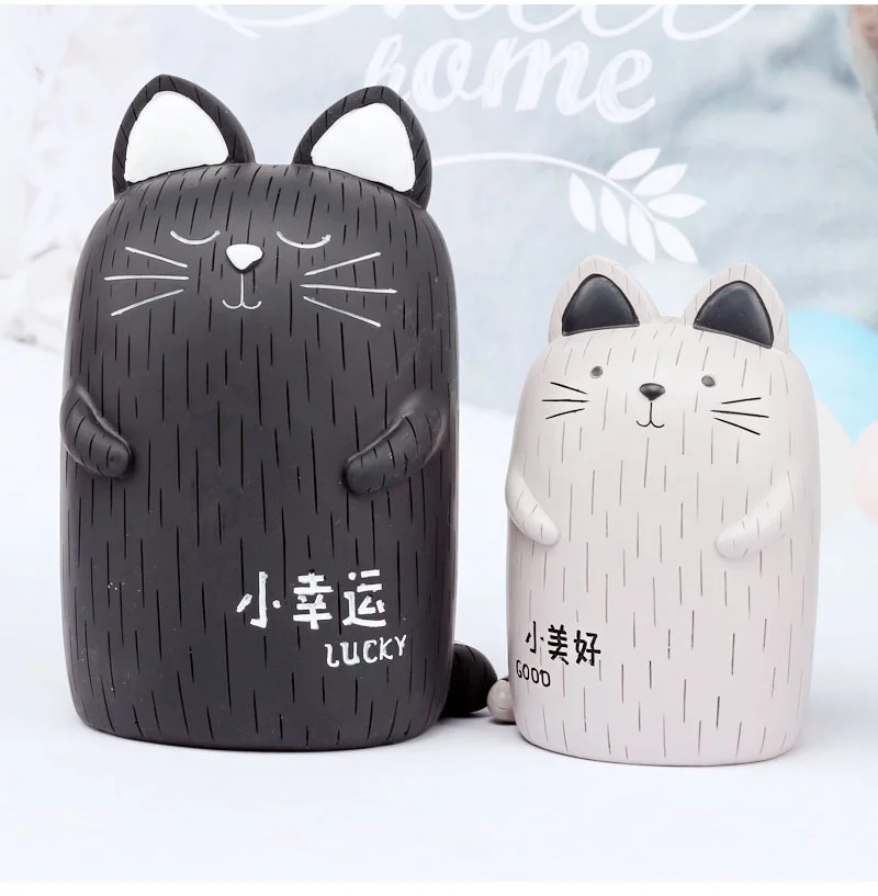 Черный Белый Кот модель кошка копилка настольные украшения копилка офисный стол украшение домашний декор Ремесла мультфильм милый