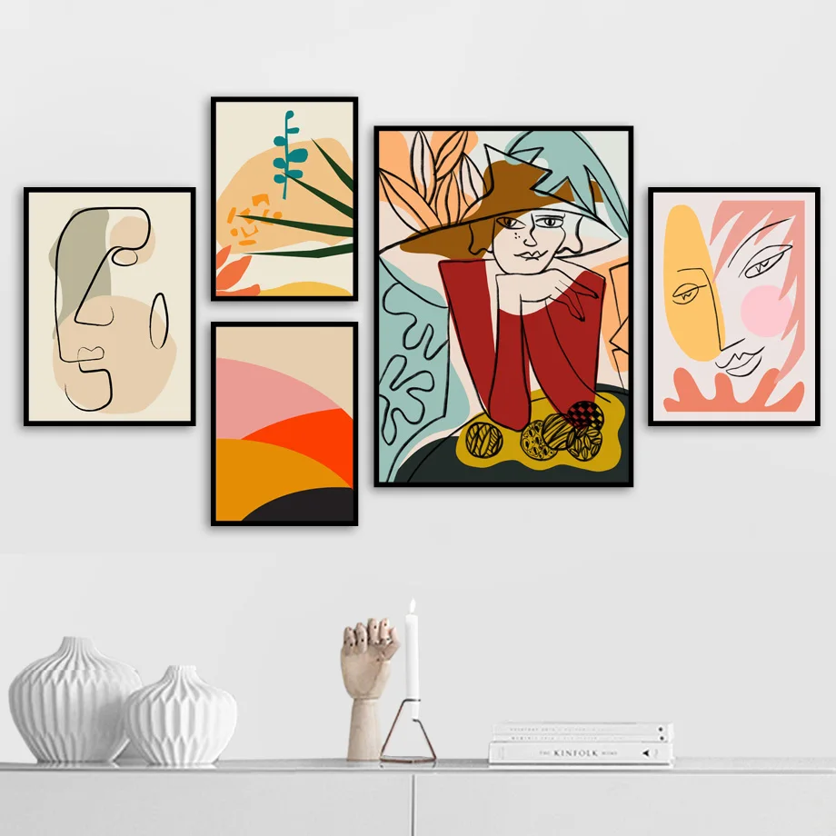 

Abstract Fashion Vintage Girl Geometric Wall Art Canvas Painting Nordic Posters And Prints Wall Pictures For Living Room Decor