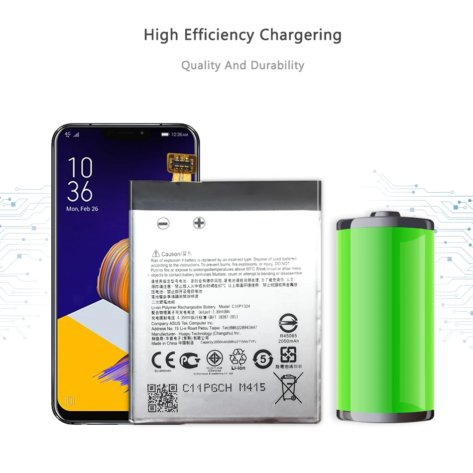 Сменный аккумулятор C11P1324 для ASUS ZenFone 5 A500G Z5 T00J ZENFONE5 A500CG A500KL A501CG 2050 мАч с номером