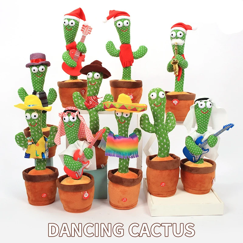 Dancing Cactus 120 Song Speaker Talking USB Charging Voice Repeat plush Cactu Dancer toy talk Plushie Stuffed toys for Baby Girl | Дом и сад
