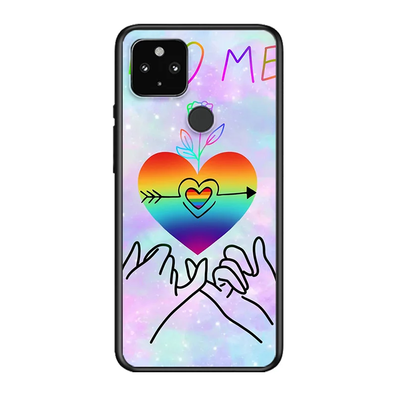 

Colorful Rainbow Pride Soft TPU Silicone Black Cover For Google Pixel 5 4A 5G 4 XL Phone Case