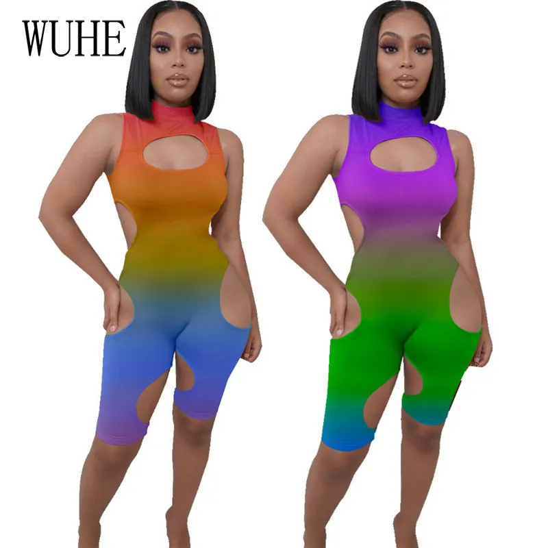 

KEXU летние комбинезоны с градиентным принтом женский комбинезон с вырезами с большими отверстиями Сексуальная Клубная одежда для вечеринки...