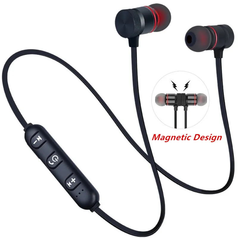

Wireless earphones Neckband Magnetic Sports 5.0 Bluetooth Earphone Stereo Earbuds Music Metal Headphones With Mic For All Phones