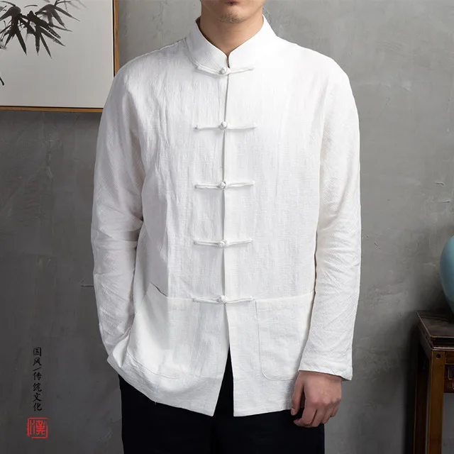 Мужская традиционная китайская одежда мужские хлопковые льняные рубашки