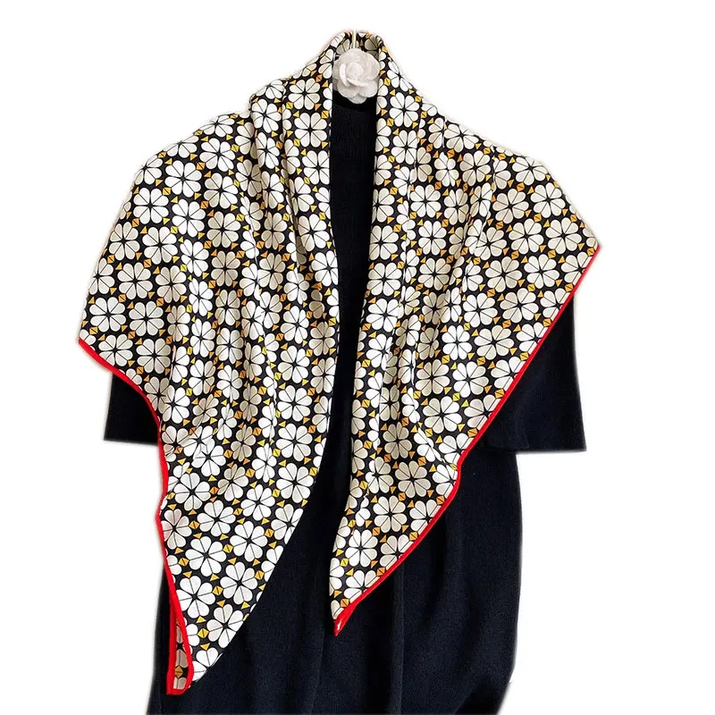 

Lady Scarf Square Hijab Neck Foulard Twill Silk Large Scarves Kerchief Female Soft Headband Spring New Wraps Bandana Hijabs 90cm