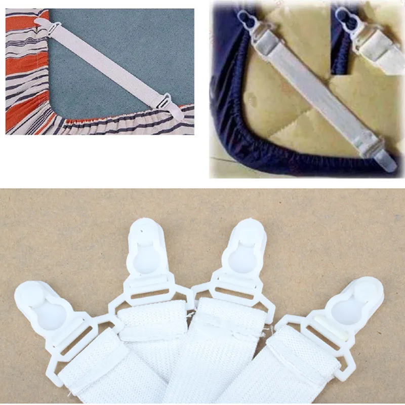 

4 Pcs Bed Sheet Fasteners Clip Elastic Suspenders Grippers Holder uacr Clothes Pegs Laundry Storage Organization Home Garden New