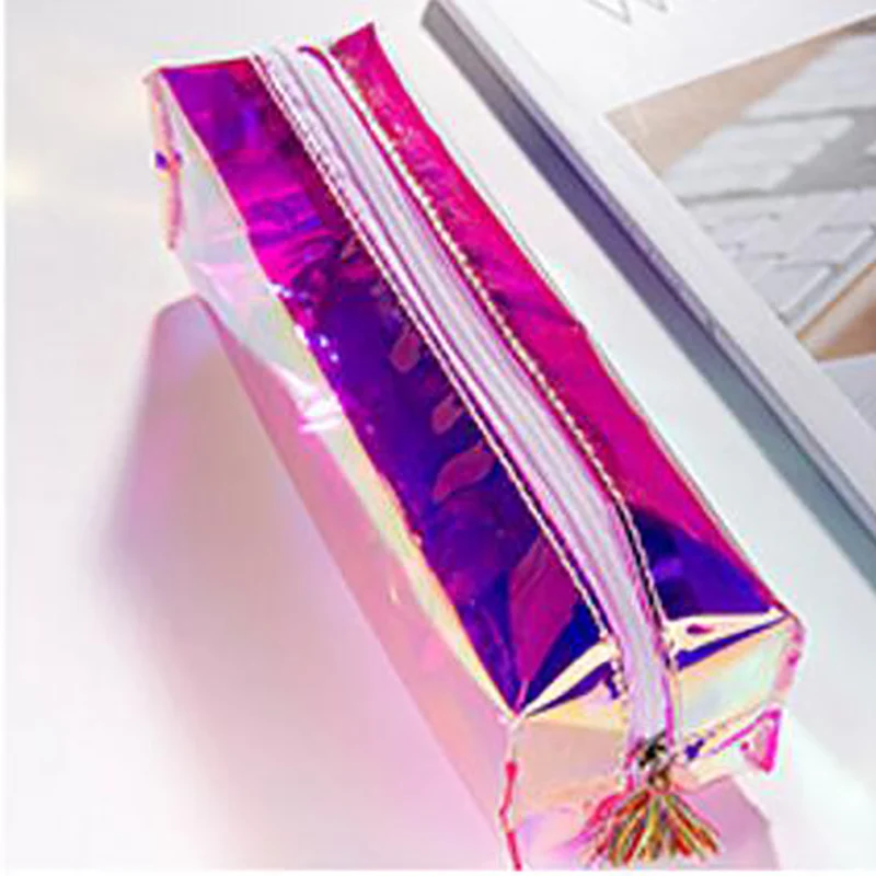 

1 Pcs Simulation Cool Laser Transparent Pen Bag Storage Bag Cosmetic Bag Cylinder Tassel Pen Bag