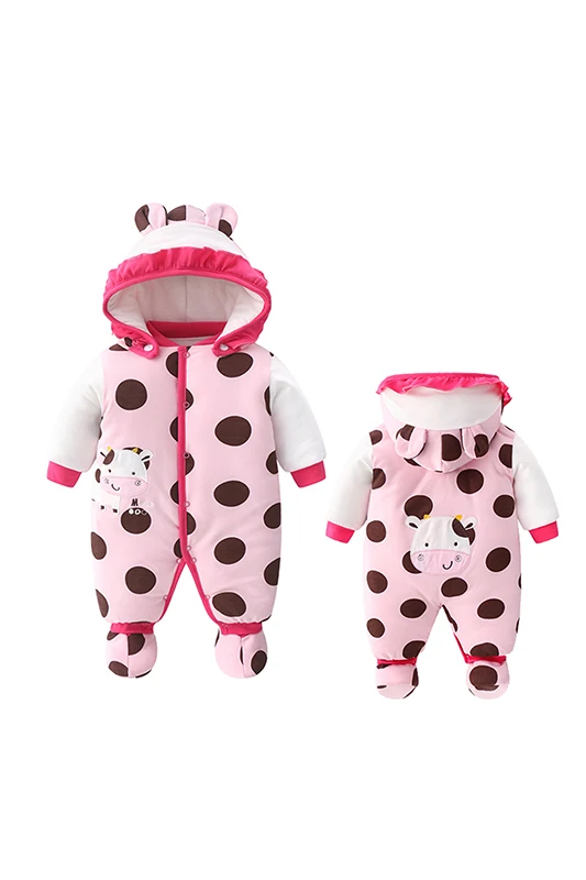 

Winter Newborn Baby Girl Footies Thicken Warm Coral Fleece Jumpsuit Hooded Clothes Christmas Girls Body Suits Onesie
