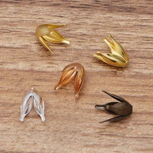 100 шт., металлические латунные бусины в виде цветов, 10x13 мм