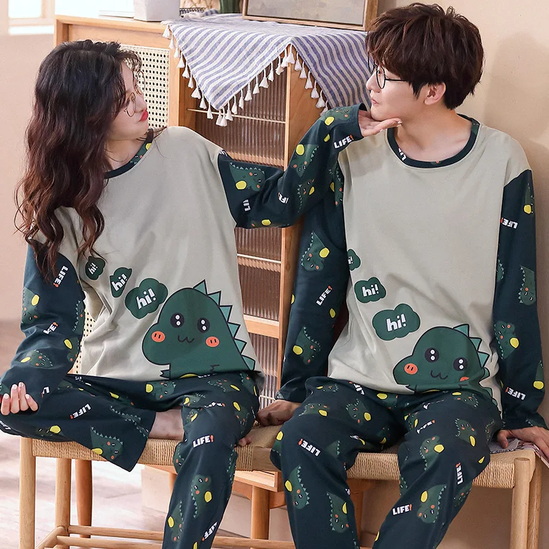 Пижама женская/Мужская хлопковая с длинным рукавом на осень/зиму | Мужская одежда