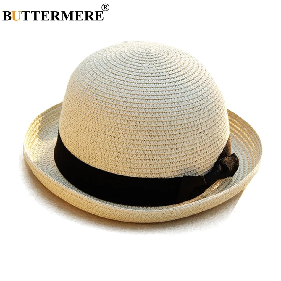 Летняя соломенная шляпа BUTTERMERE белая от солнца женская шапочка с бантом для пляжа