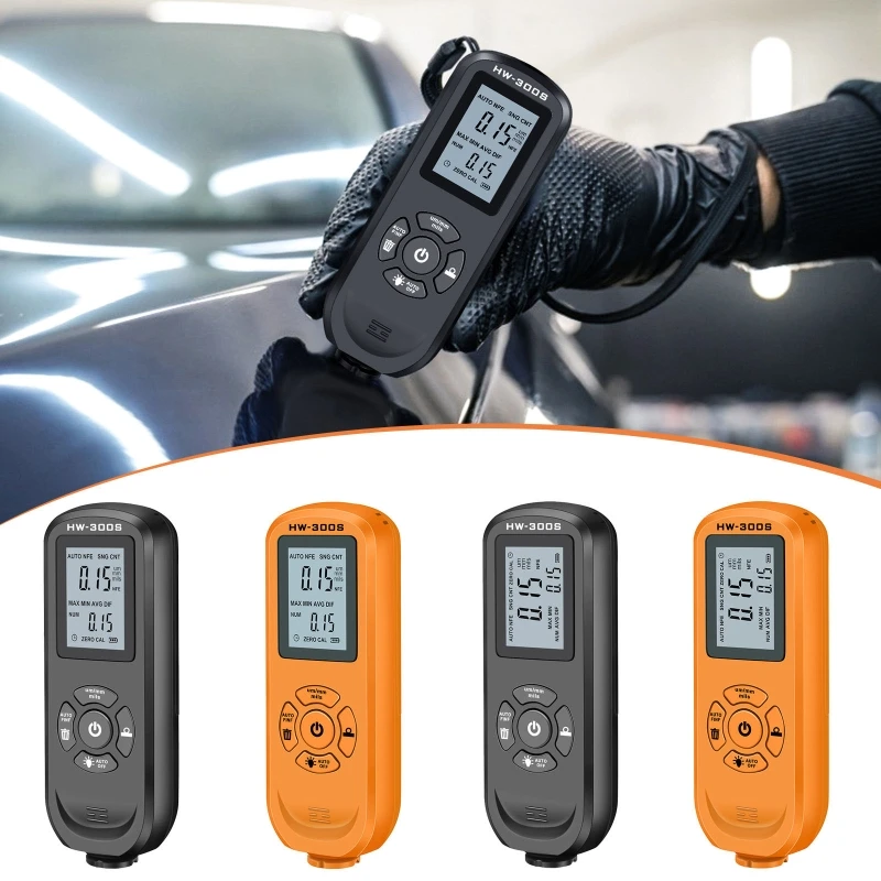 

HW-300S Coating Thickness Gauge 1micron/0-2000UM Digital Car Paint Film Thickness Tester LCD Backlight Display