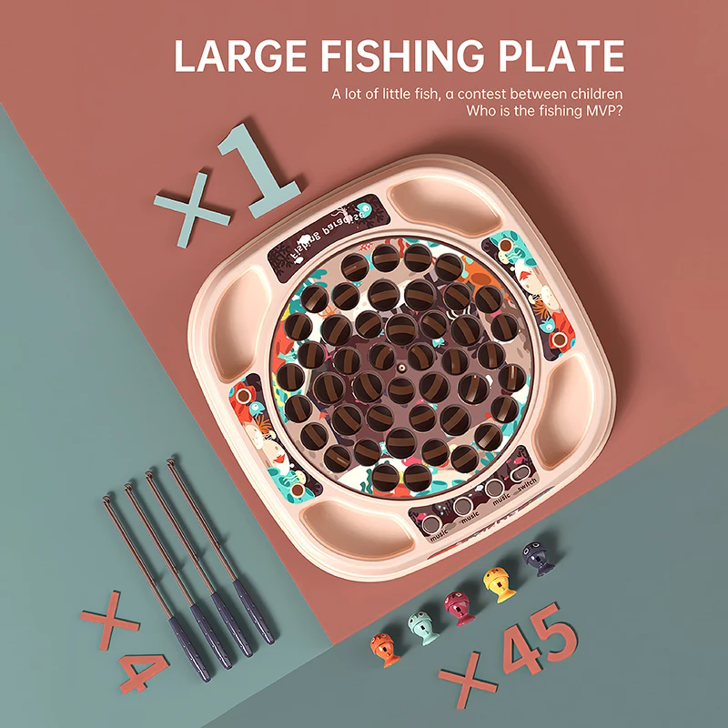 

Simulation Baby Fishing Toy Kids Play House Toy Children Electric Rotating Music Light Parent-Child Interaction For Baby Gift