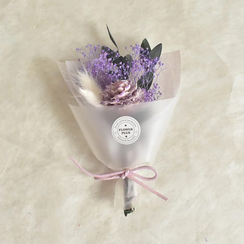 

Cowhide Small Bouquet Creative Dried Flower Bouquet PVC Box Valentine's Day Anniversary Tanabata Gift