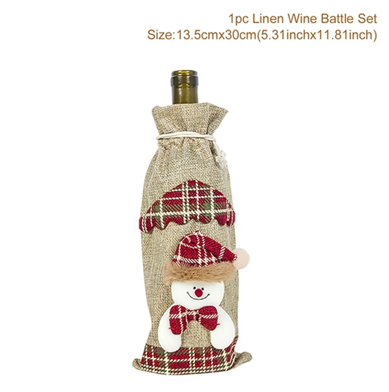 Wine Bottle Cover 6 шт. рождественские товары Кубок для шампанского вина Стекло Подвески веселого Рождества Декор для дома Noel с утолщённой меховой опушкой, Рождество Happy год - Цвет: Wine Bottle Cover