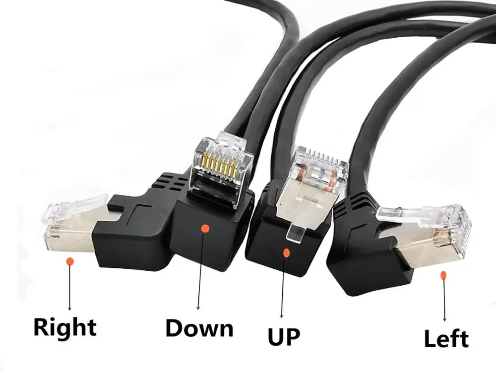 Left Right UP Down Angled 90 Degree 8P8C FTP STP UTP Cat6 RJ45 with screw Lan Ethernet Network Extension Cable 0.3m |
