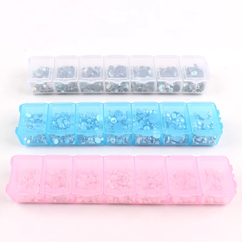 7 отделений задний Чехол Прозрачный Пластиковый пустой контейнер для Стразы