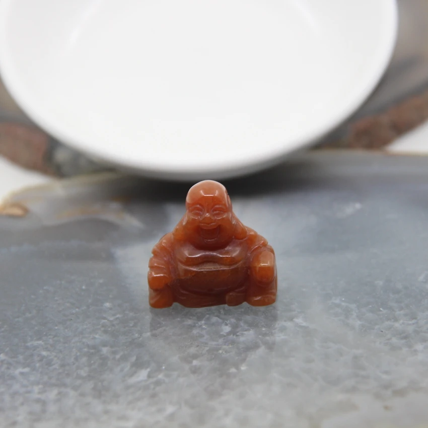

1.2" Natural Stone Little Buddha Statue,Reiki Quartz Crystal Hand Carved Laughing Buddha Statues Talisman,Unisex Luck Gift