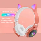 Bluetooth-наушники с RGB-подсветкой, с кошачьими ушками, Bluetooth 5,0, ШПД, поддержка TF-карты, FM-радио, микрофон, подарок для взрослых и детей, гарнитура для девушек