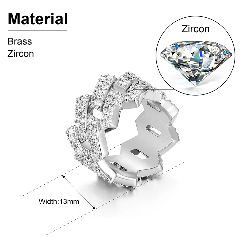 

Classic Rings For Men Gold Silver Copper Cubic Zirconia Prong Setting Ring Male Wedding Jewelry Party Accessories Gift