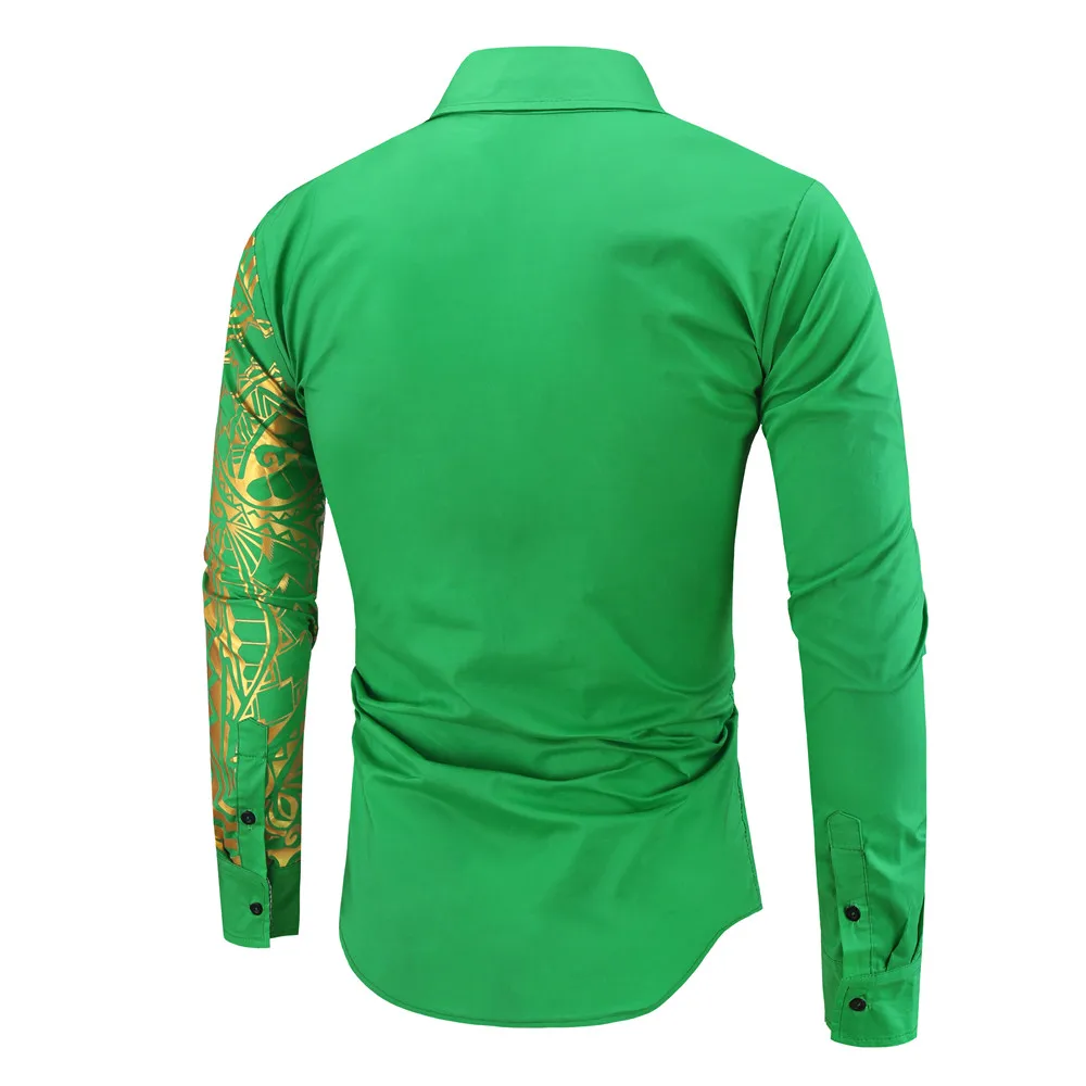 Роскошный золотистый и черный рубашка Для мужчин Slim Fit с длинными рукавами Camisa Masculina золотистый и черный Сорочка мужская, для общественных мест Для мужчин клуб нарядная рубашка