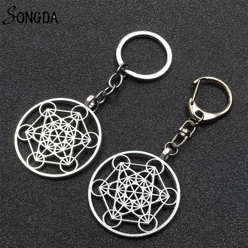 

New Angel Seal Archangel Metatron Keychains Holder Star of David Pendant Chakra Yoga Meditation Key Chains Keyrings Punk Jewelry