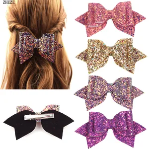 2 шт.компл. 5 ''бутик заколки для волос с бантом блестящие трехслойные заколки для волос для танцевальной вечеринки для девочек