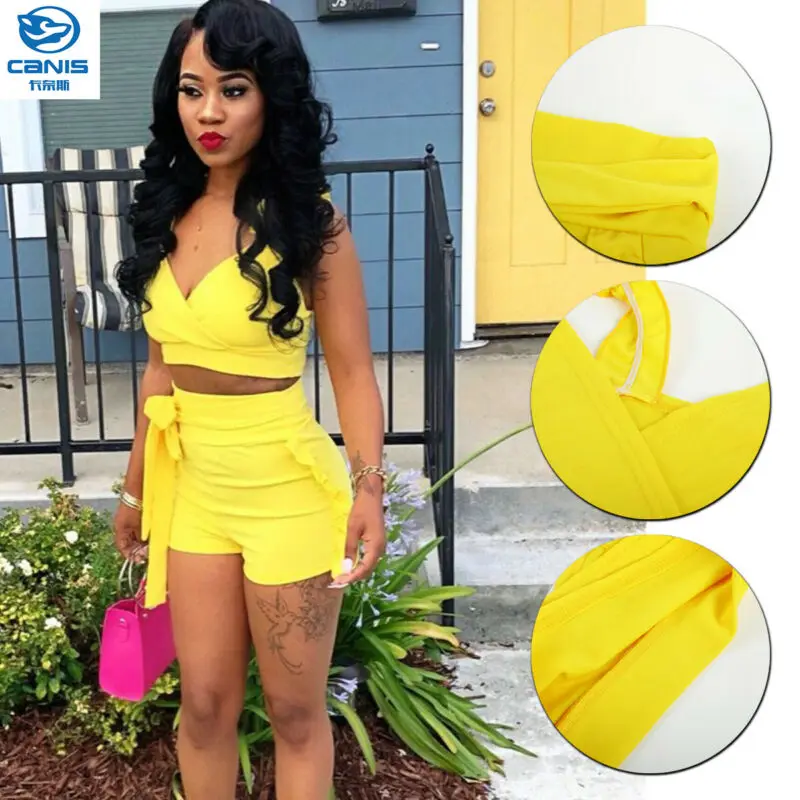 Женский летний модный пикантный комплект одежды из 2 предметов однотонный жилет