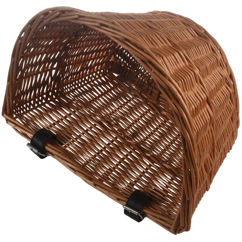 

Retro, Handmade, Wicker Bicycle Front Basket with Leather Straps