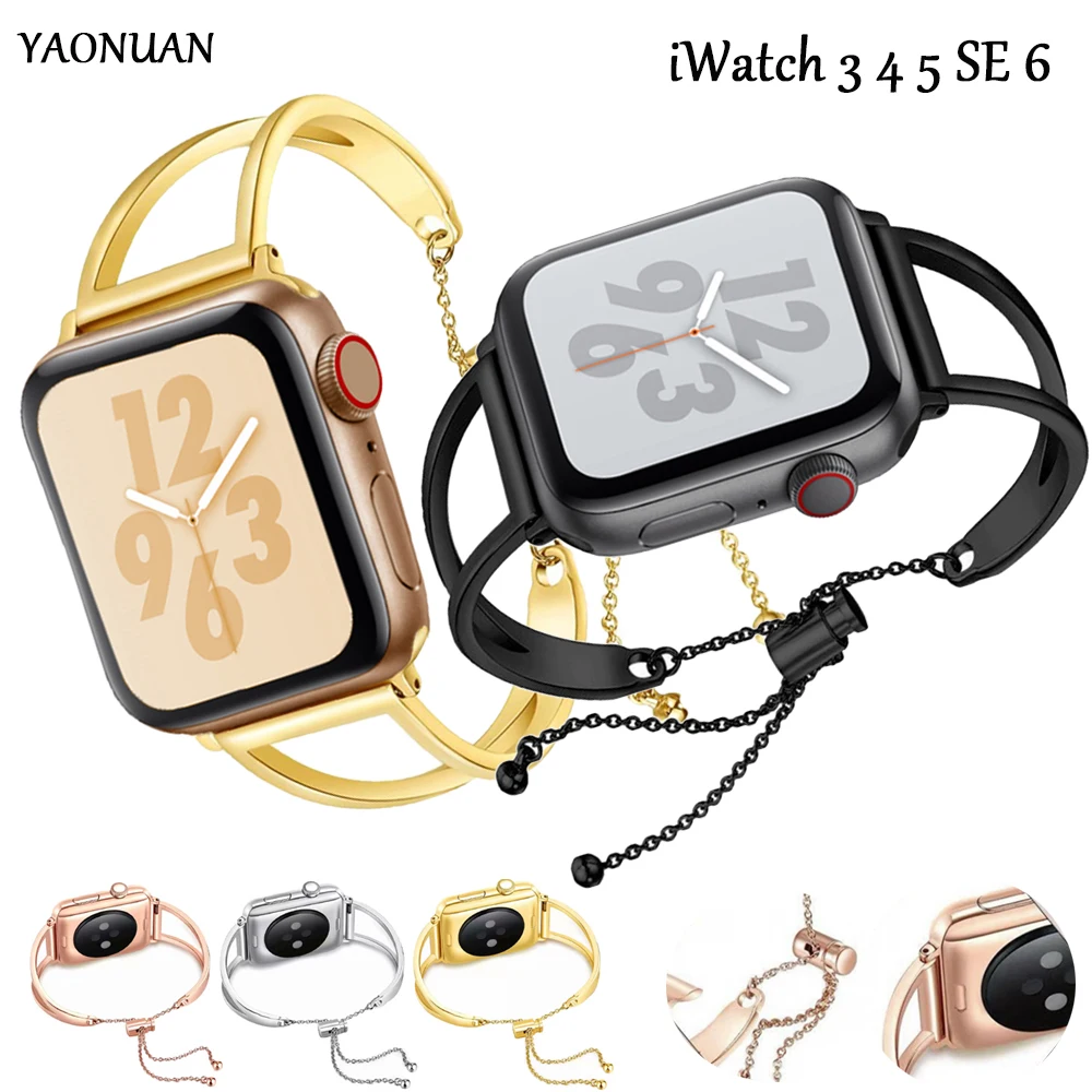 

Women Band for Apple Watch 38mm 42mm 40mm 44mm Stainless Steel Strap Fashion Metal Bracelet correa iWatch Serie 6 5 4 3 Se 7