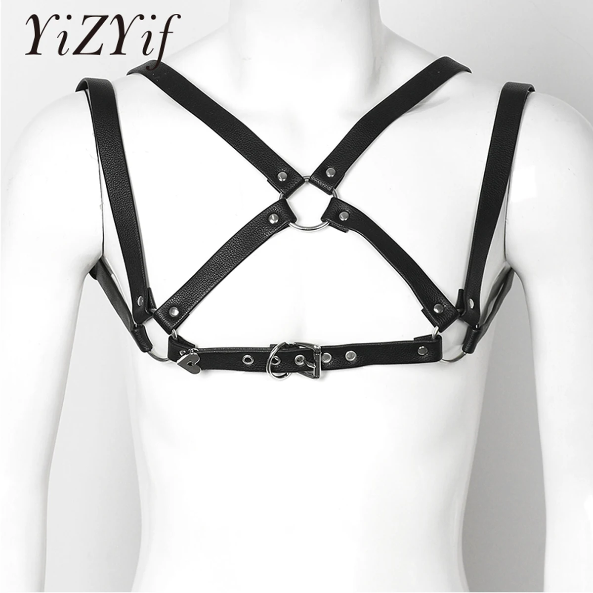 Мужские нагрудные ремни ремня через одно плечо с лямкой шею украшены заклепками