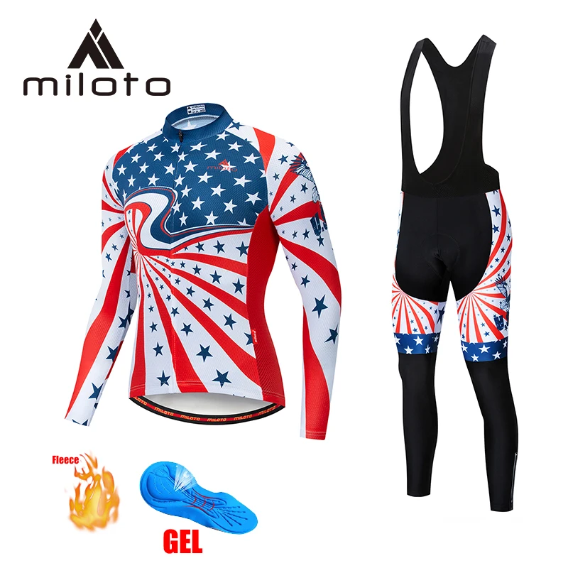 

MILOTO Cycling Winter Set Thermality Fleece Clothes Long Sleeve Cycling Long Pants Set MTB bicycle Bike maillot ciclismo suits