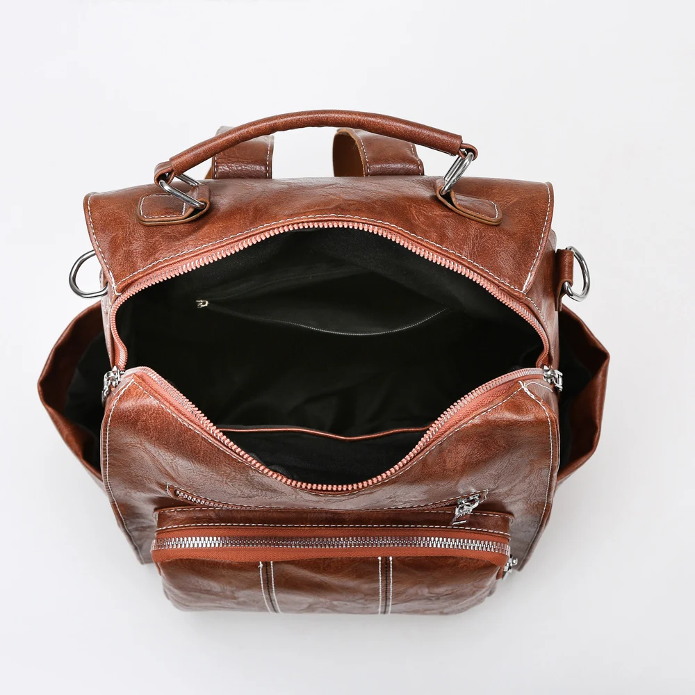 Винтажный кожаный рюкзак для женщин многофункциональный дорожный ранец